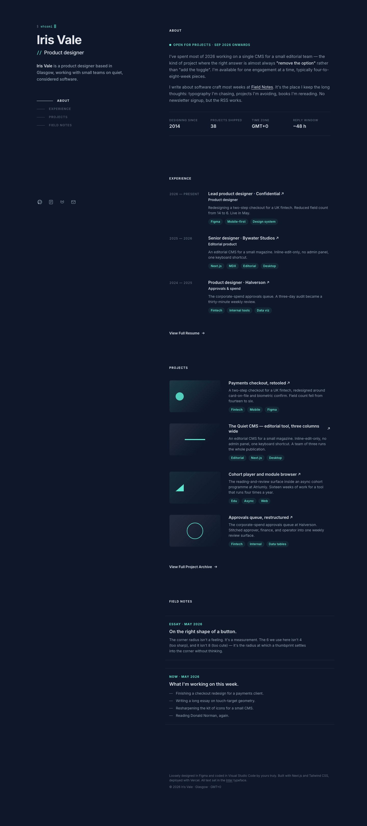 Terminal Portfolio (Brittany Chiang) — AI-built sample