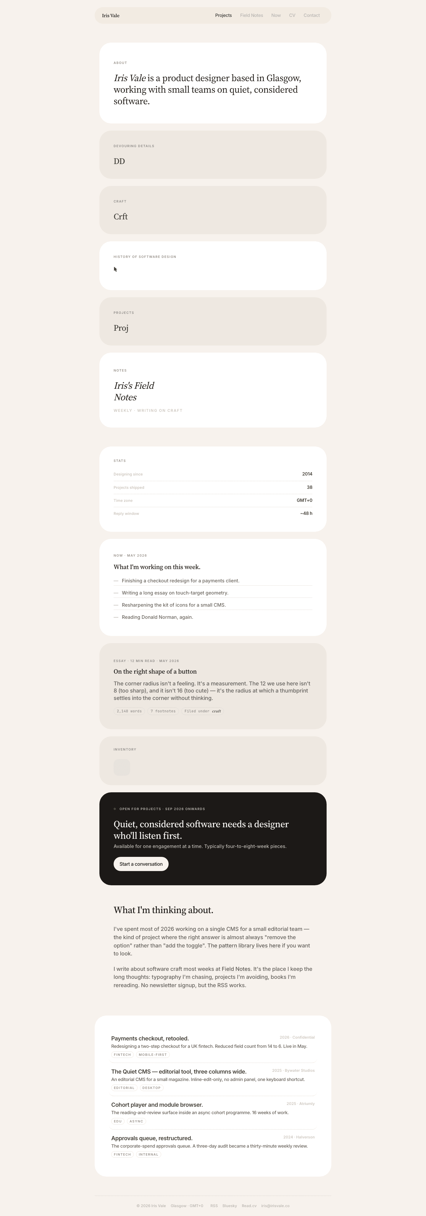 Writer Portfolio (Paul Stamatiou) — AI-built sample