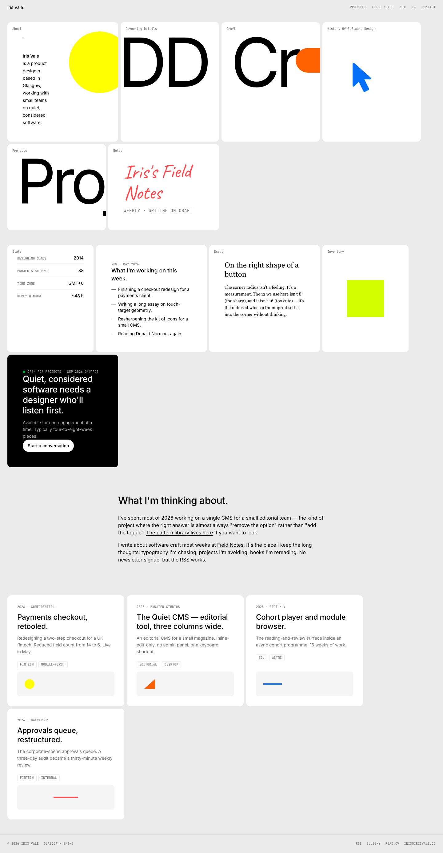 Quiet Portfolio (Rauno Freiberg) — AI-built sample