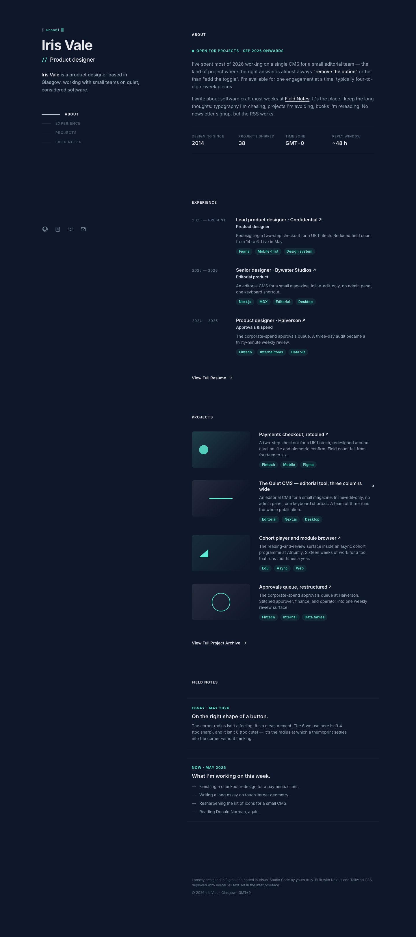 Terminal Portfolio (Brittany Chiang) — AI-built sample