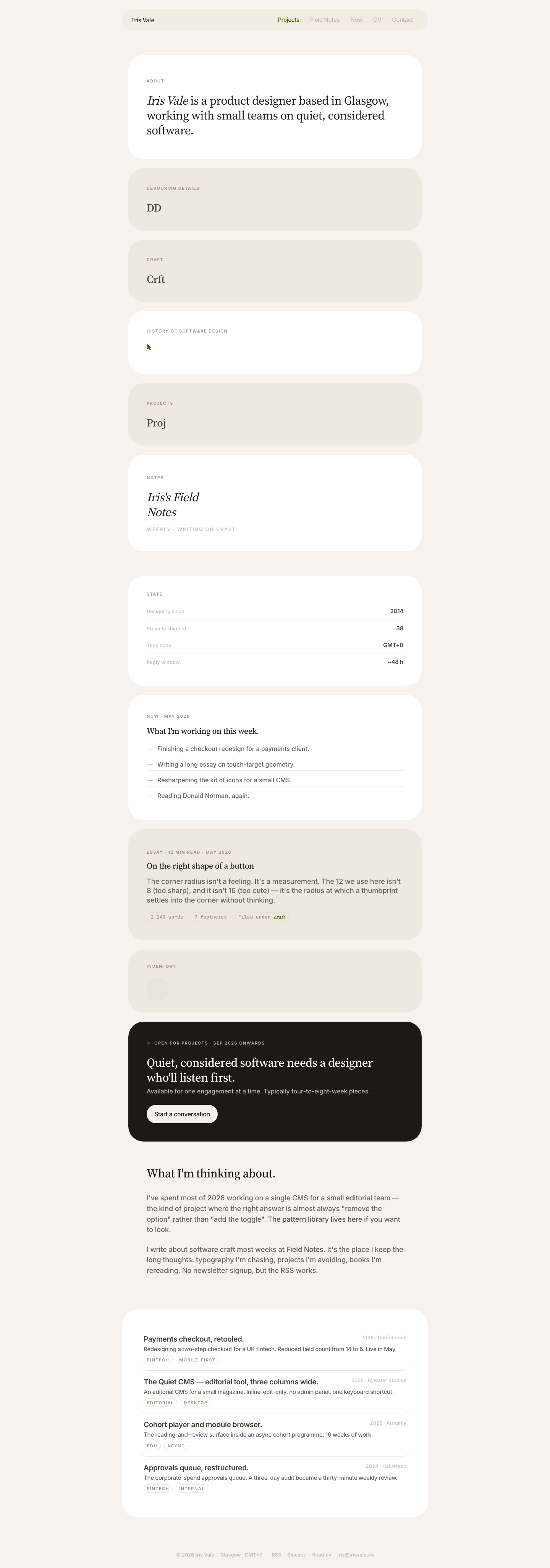 Writer Portfolio (Paul Stamatiou) — AI-built sample